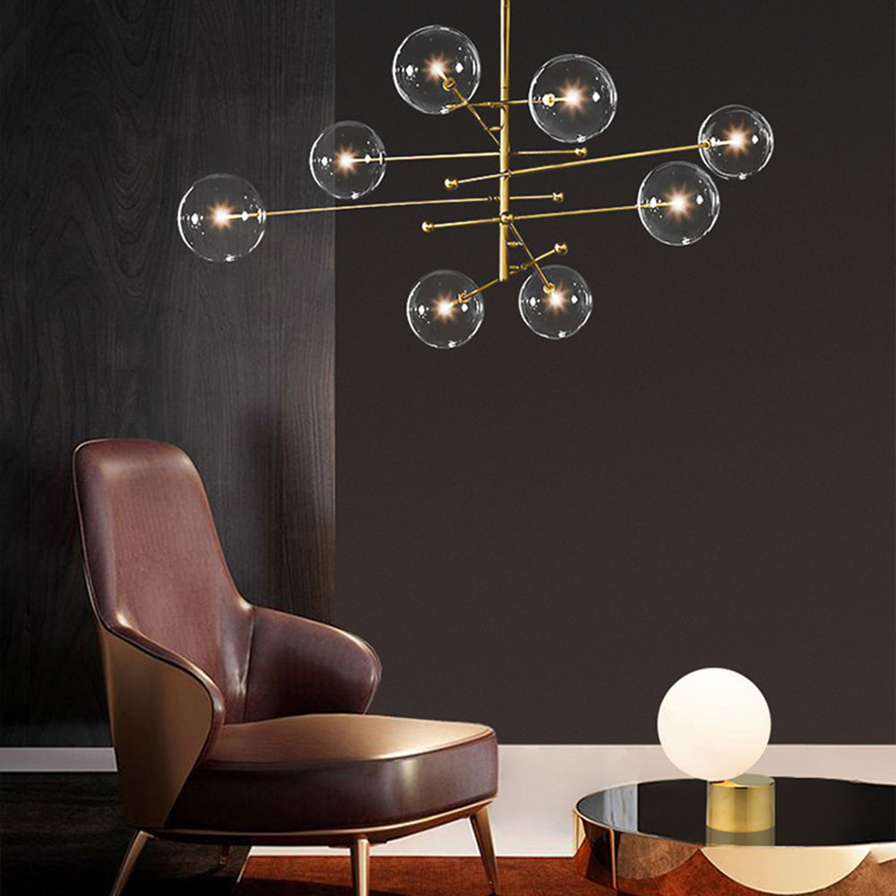 Hanglampen met Glazen Bollen Goud 6 of 8 Lichtpunten LED Inclusief Woonkamer Slaapkamer Eetkamer Design | Sulvida