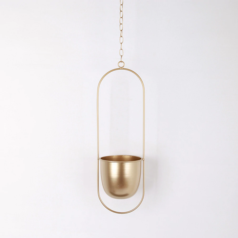 Geometrische Hangende Plantenpot IJzer Modern Goud Zwart Grijs Roze Groen Wit Cirkel Ovaal Kruidenhouder | Sulvida