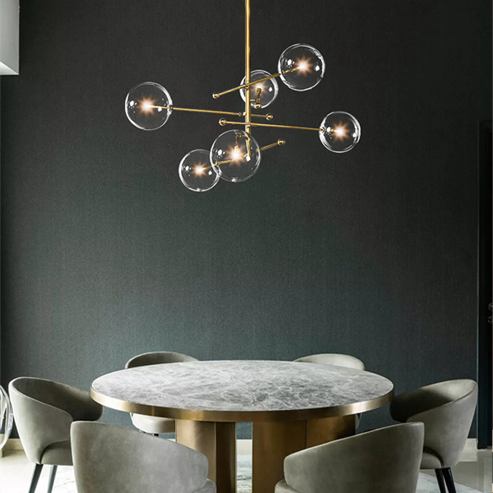 Hanglampen met Glazen Bollen Goud 6 of 8 Lichtpunten LED Inclusief Woonkamer Slaapkamer Eetkamer Design | Sulvida