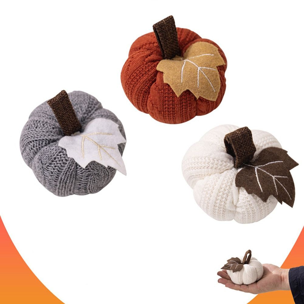 Gehaakte Pompoenen Decoratieset 3-delig Herfst Ornament Handgemaakt Textiel Tafel Seizoensdecoratie Woonkamer | Sulvida