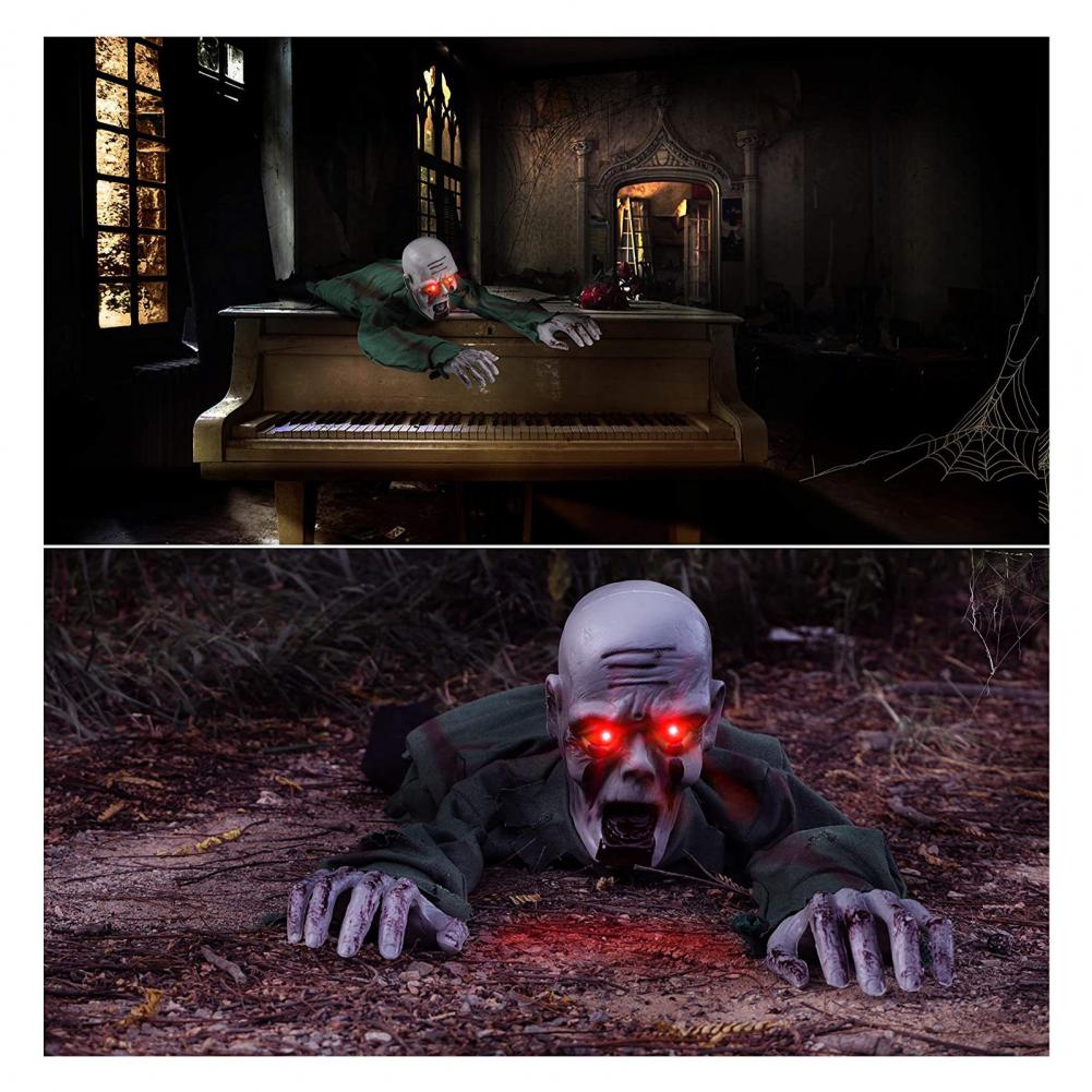Kruipende Spookfiguur met Spraakactivering en LED-ogen Halloween Decoratie voor Tuin Huis en Feesten | Sulvida
