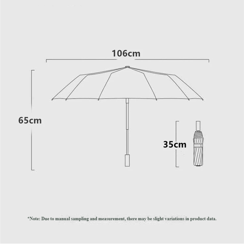 Parapluie pliable automatique avec poignée en bois, résistant au vent et à l’eau, compact, parapluie de pluie pliant | Sulvida