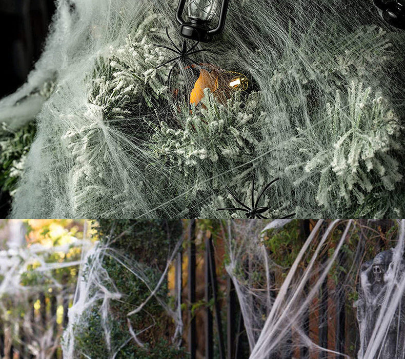 Rekbaar Spinnenwebdecor Wit – Kunstmatig Spinnenweb voor Halloween Decoratie Feest en Huisaccessoires | Sulvida