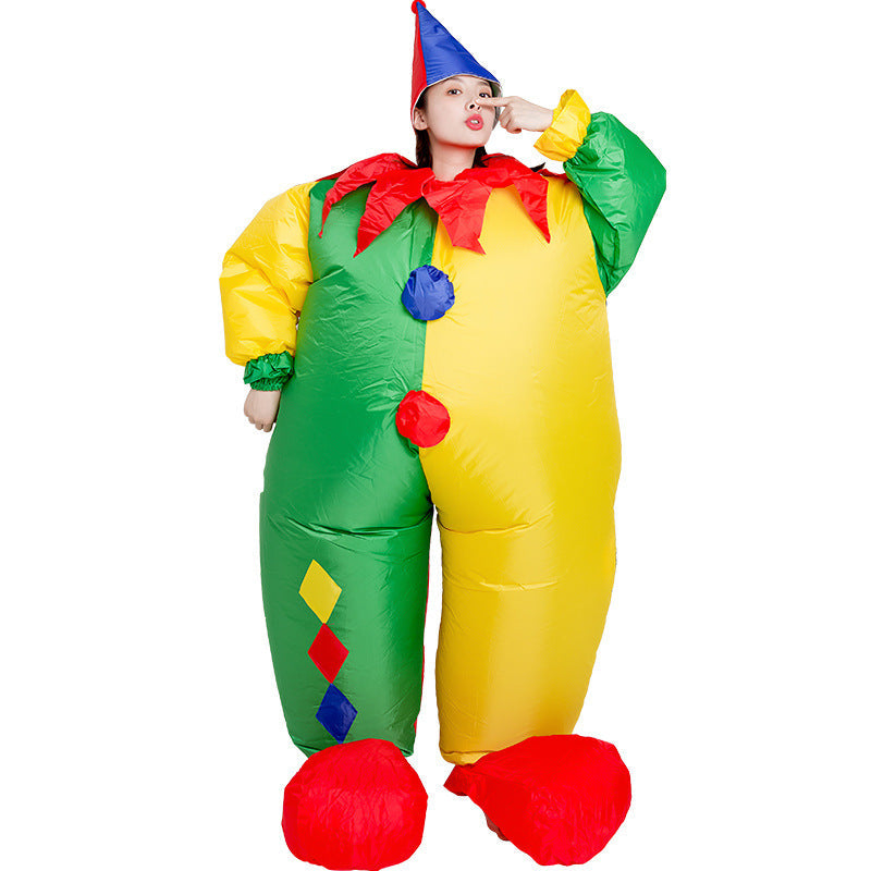 Opblaasbaar Clownskostuum met Luchtpomp Feestoutfit Entertainment Volwassenen Carnaval Party Verkleedkleding | Sulvida