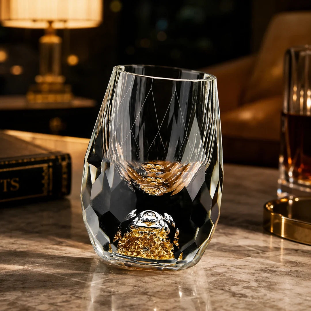 Kristallen Shotglaasje met Goudaccent Luxe Borrelglas voor Sterkedrank Wodka Tequila 15ml Feestelijk | Sulvida