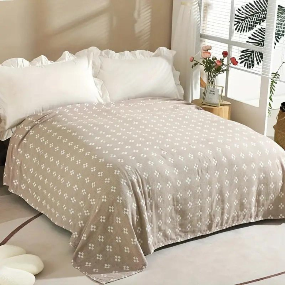 Katoenen Gauze Plaid met Diamantstructuur 3-Laags Luchtig Deken Zomerplaid voor Bed en Zetel Ademend Zacht | Sulvida