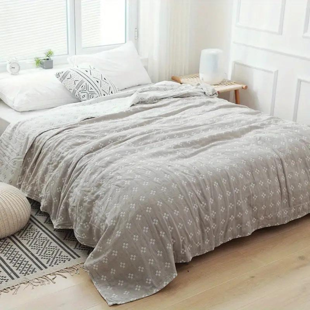 Katoenen Gauze Plaid met Diamantstructuur 3-Laags Luchtig Deken Zomerplaid voor Bed en Zetel Ademend Zacht | Sulvida