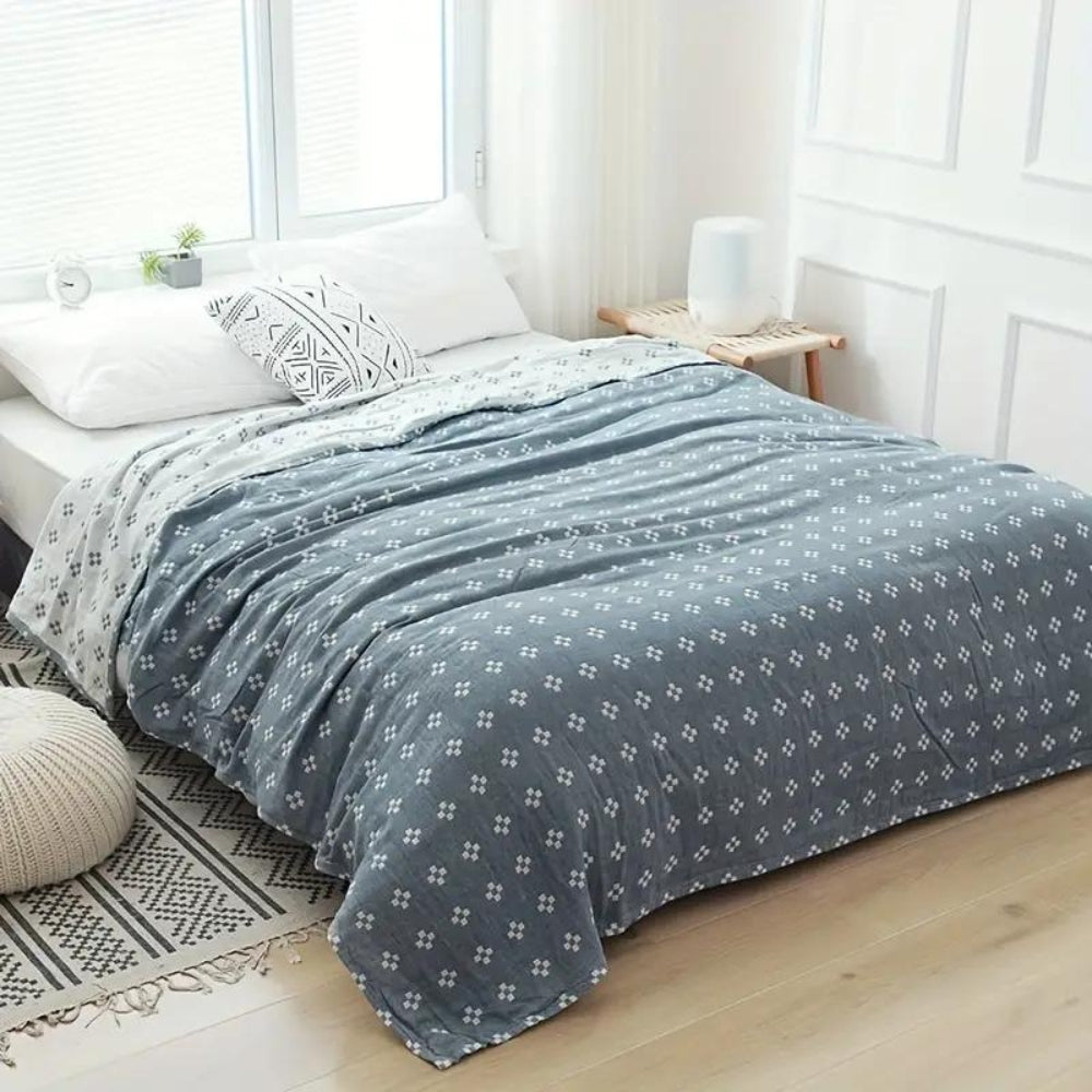 Katoenen Gauze Plaid met Diamantstructuur 3-Laags Luchtig Deken Zomerplaid voor Bed en Zetel Ademend Zacht | Sulvida