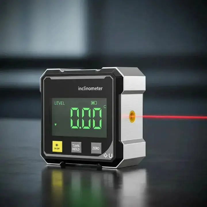 Digitale hoekmeter met laser 360° aluminium gereedschap magnetisch bouwprecisie waterpas voor klussen DIY | Sulvida
