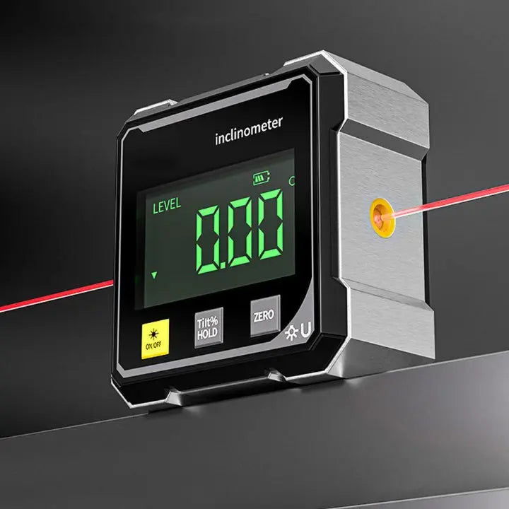 Digitale Hoekmeter met Laser Zwart Aluminium ±0,2° Nauwkeurig Magnetische Houder Precisie Handgereedschap | Sulvida