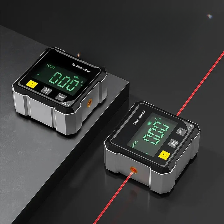 Digitale Hoekmeter met Laser Zwart Aluminium ±0,2° Nauwkeurig Magnetische Houder Precisie Handgereedschap | Sulvida