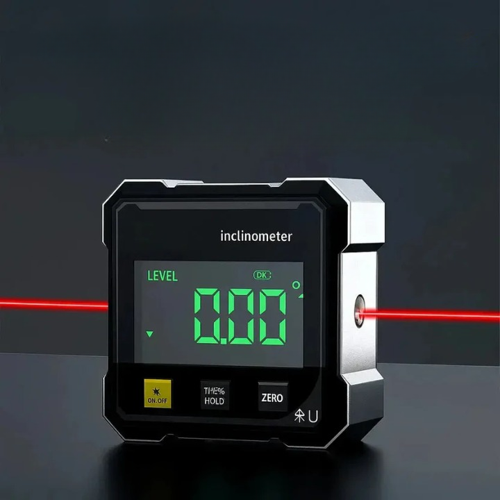 Digitale Hoekmeter met Laser Zwart Aluminium ±0,2° Nauwkeurig Magnetische Houder Precisie Handgereedschap | Sulvida