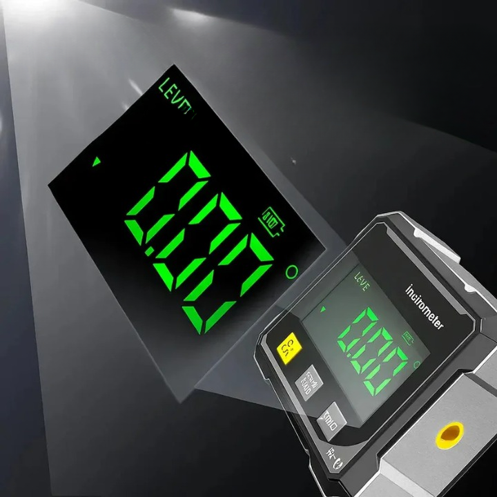 Digitale Hoekmeter met Laser Zwart Aluminium ±0,2° Nauwkeurig Magnetische Houder Precisie Handgereedschap | Sulvida