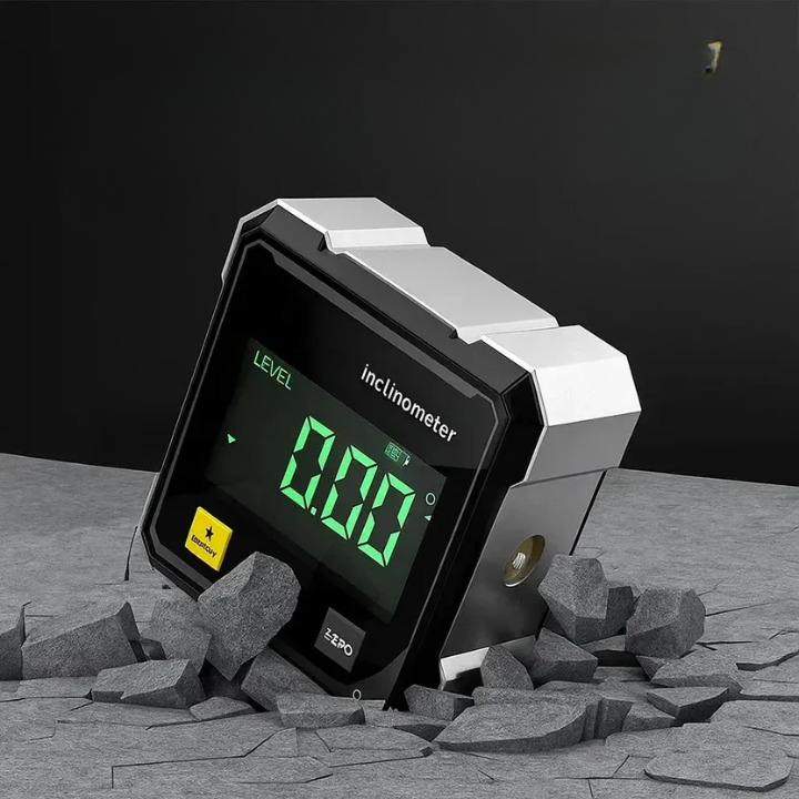 Digitale Hoekmeter met Laser Zwart Aluminium ±0,2° Nauwkeurig Magnetische Houder Precisie Handgereedschap | Sulvida