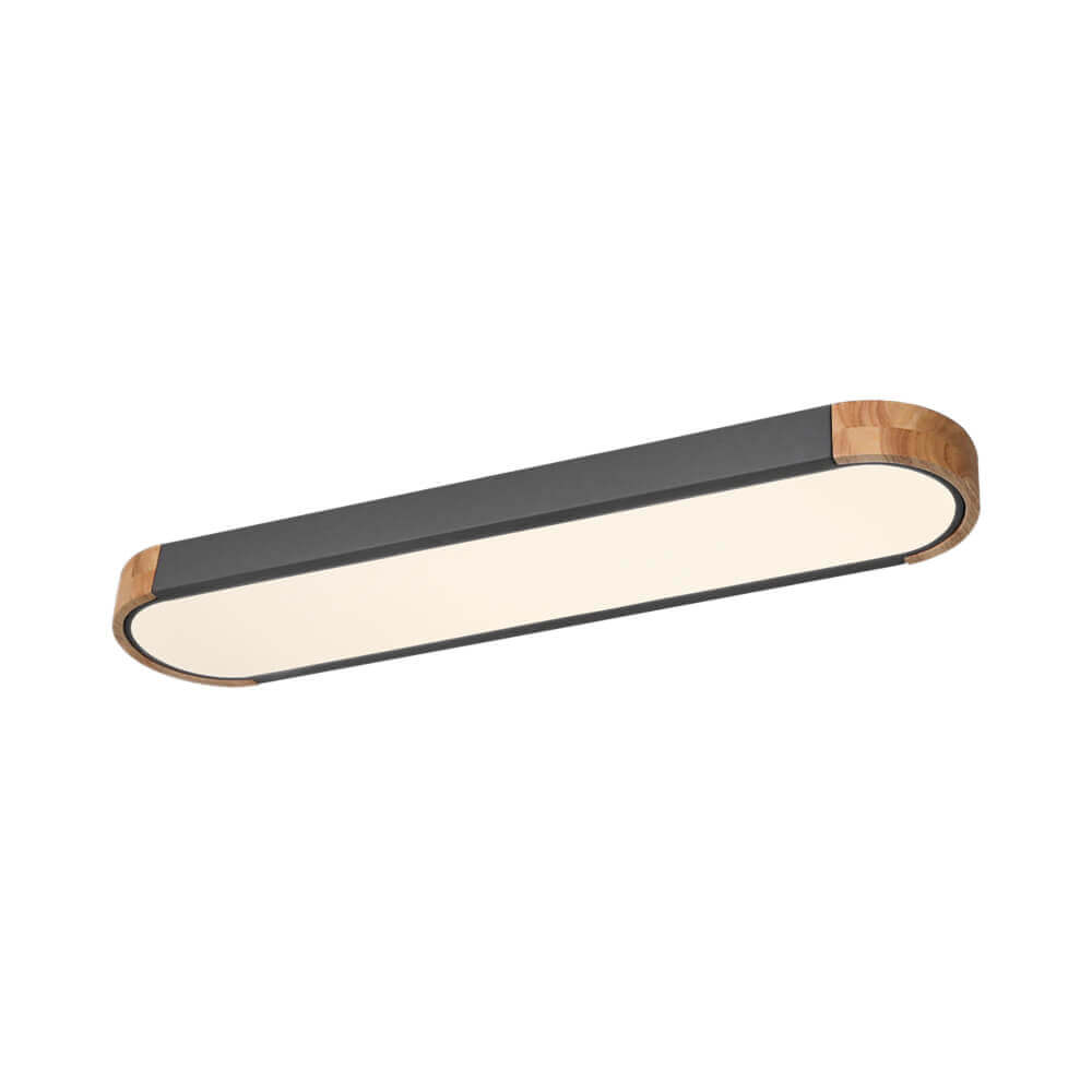 Ovale plafondlamp LED dimbaar 95cm mat zwart wit grijs hout minimalistisch modern design woonkamer slaapkamer | Sulvida