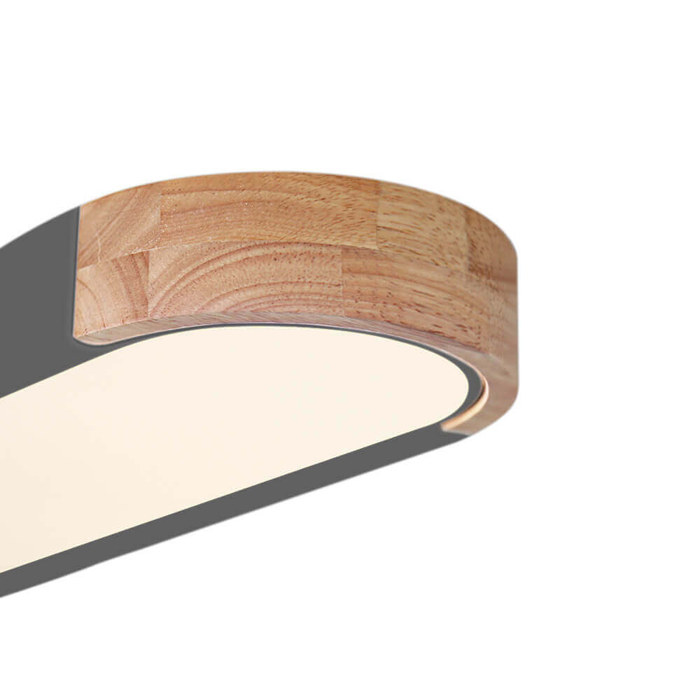 Ovale plafondlamp LED dimbaar 95cm mat zwart wit grijs hout minimalistisch modern design woonkamer slaapkamer | Sulvida