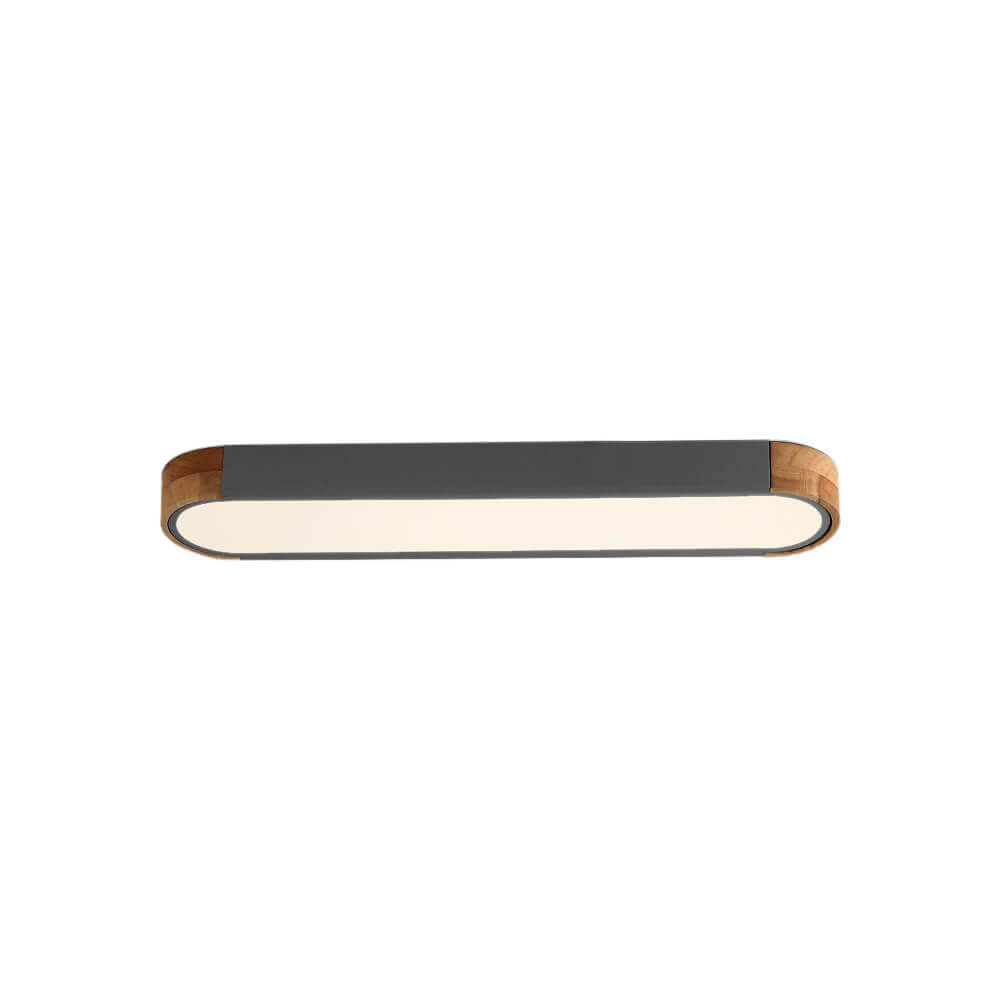 Ovale plafondlamp LED dimbaar 95cm mat zwart wit grijs hout minimalistisch modern design woonkamer slaapkamer | Sulvida