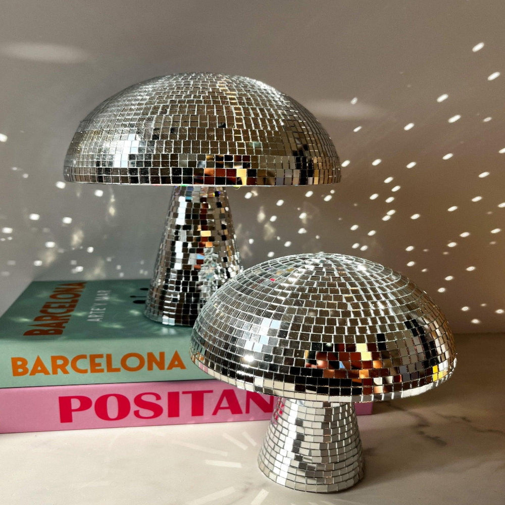 Disco Paddenstoel Lamp Zilver met Spiegeleffect – Retro LED Sfeerlamp voor Woonkamer Interieur Sfeerverlichting | Sulvida