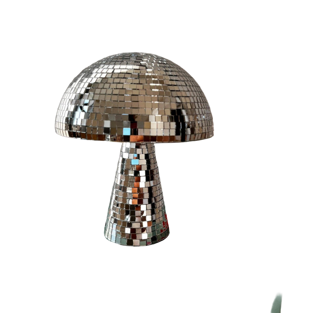 Disco Paddenstoel Lamp Zilver met Spiegeleffect – Retro LED Sfeerlamp voor Woonkamer Interieur Sfeerverlichting | Sulvida