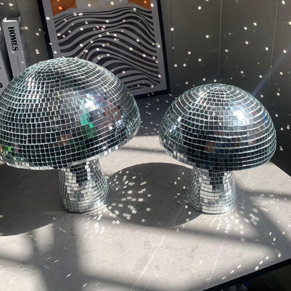 Disco Paddenstoel Lamp Zilver met Spiegeleffect – Retro LED Sfeerlamp voor Woonkamer Interieur Sfeerverlichting | Sulvida