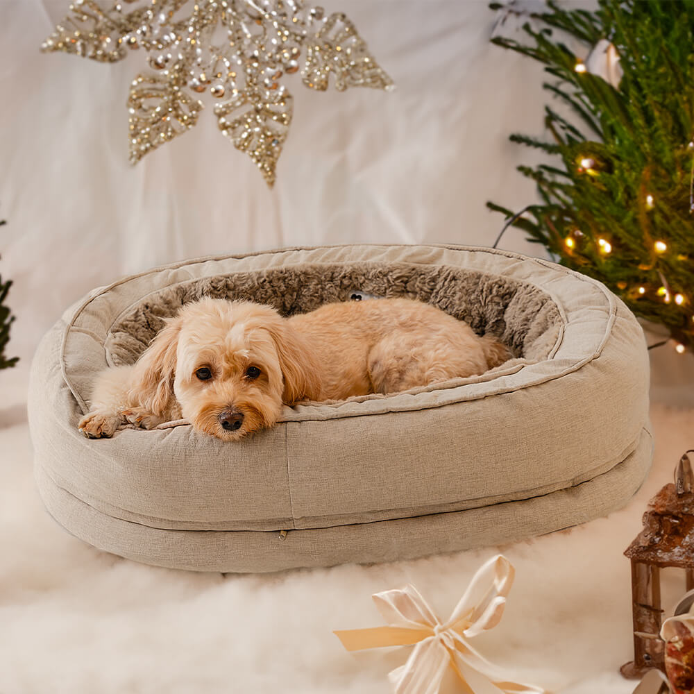 Orthopedische Donut Hondenmand met Hoge Rand Wasbaar Comfortabel Grijs Bruin Groen voor Grote Kleine Honden | Sulvida
