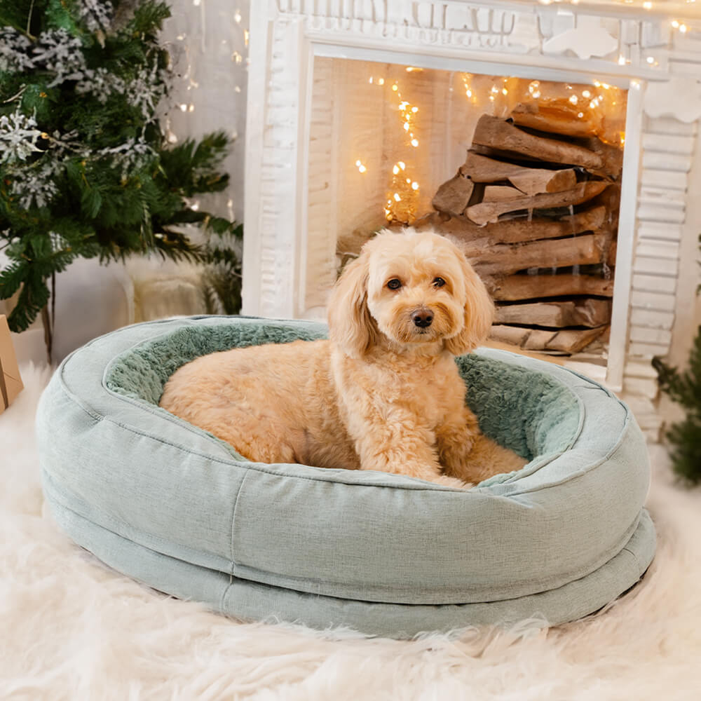 Orthopedische Donut Hondenmand met Hoge Rand Wasbaar Comfortabel Grijs Bruin Groen voor Grote Kleine Honden | Sulvida