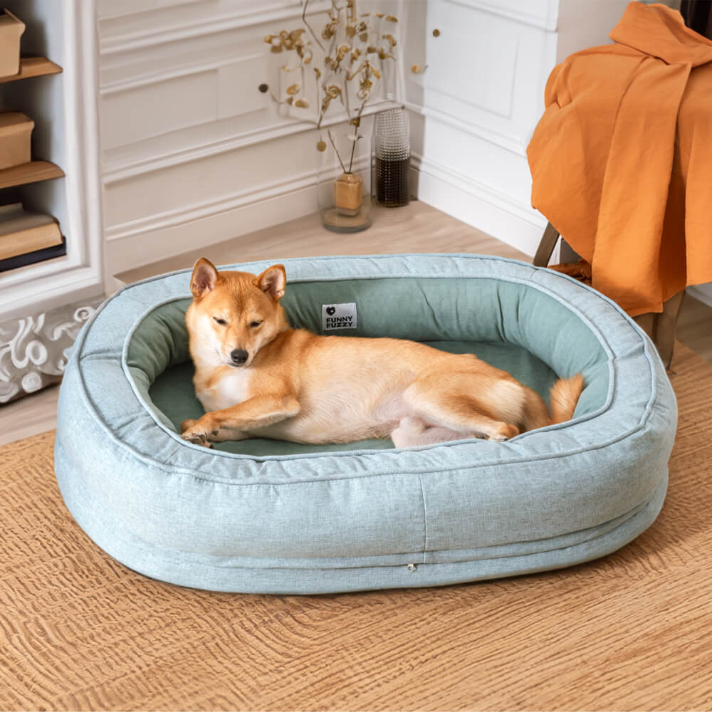 Orthopedische Donut Hondenmand met Hoge Rand Wasbaar Comfortabel Grijs Bruin Groen voor Grote Kleine Honden | Sulvida