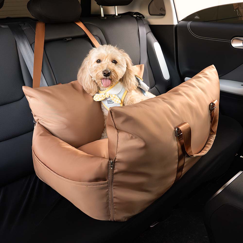 Autostoel voor Honden met Veiligheidsgordel Zacht Reiskussen Wasbare Hoes Comfort Thuis en Onderweg Bescherming | Sulvida