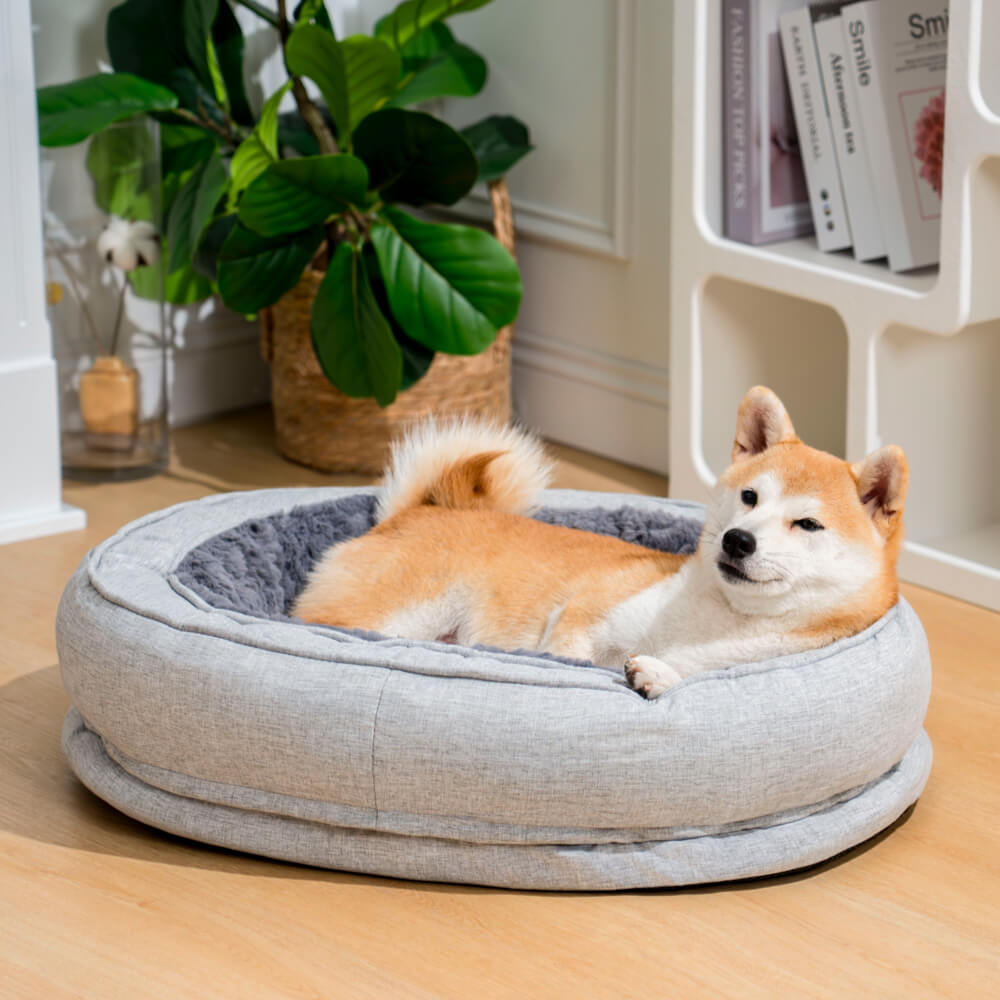 Orthopedische Donut Hondenmand met Hoge Rand Wasbaar Comfortabel Grijs Bruin Groen voor Grote Kleine Honden | Sulvida