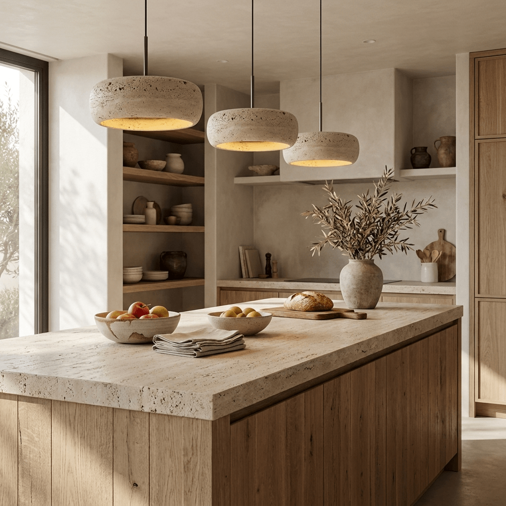 Hanglamp Natuursteen Travertin Ring Geïntegreerde LED Dimbaar Verstelbaar Warm Licht Design Verlichting | Sulvida