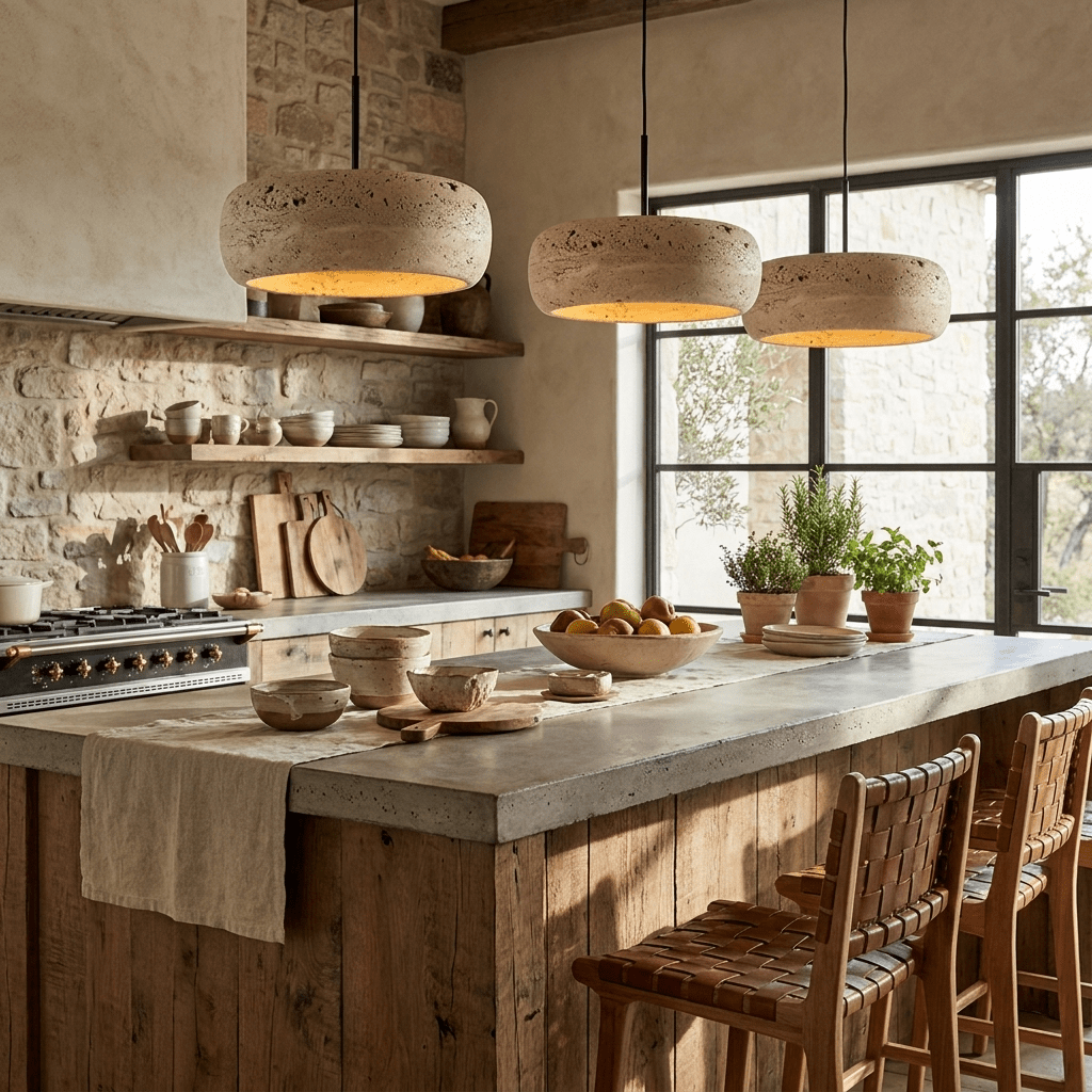 Hanglamp Natuursteen Travertin Ring Geïntegreerde LED Dimbaar Verstelbaar Warm Licht Design Verlichting | Sulvida
