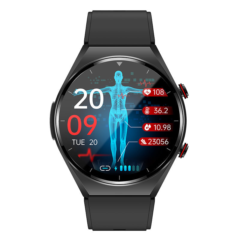 Smartwatch Gezondheidsmonitor met ECG Bloeddruk Hartslagmeting Zwart Zilver Sporthorloge | Sulvida