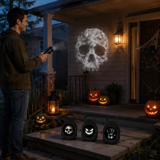 Schedel Projectorlamp USB Roterende Patronen Spookachtige Sfeerverlichting Halloween Decoratie Nachtlampje | Sulvida