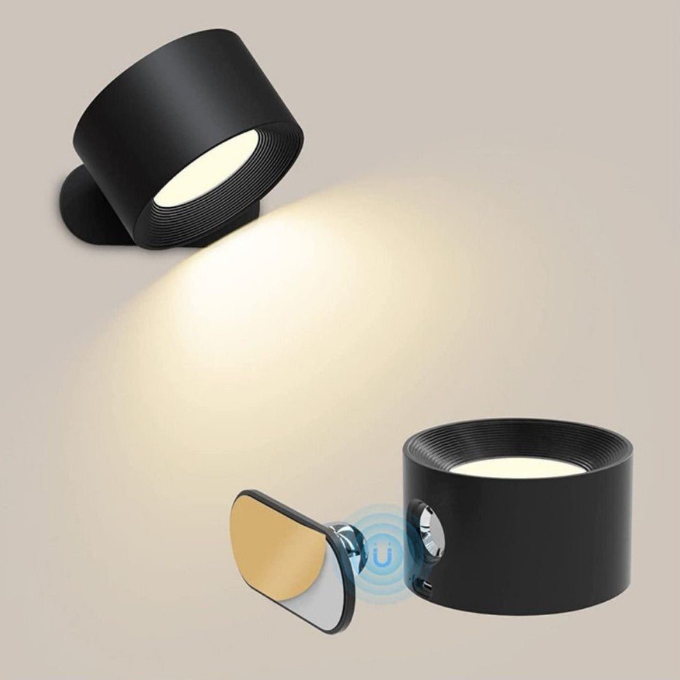 Draadloze Wandlamp Oplaadbaar 360° Draaibaar Dimbaar met Magnetische Bevestiging Modern Design Sfeerlicht | Sulvida