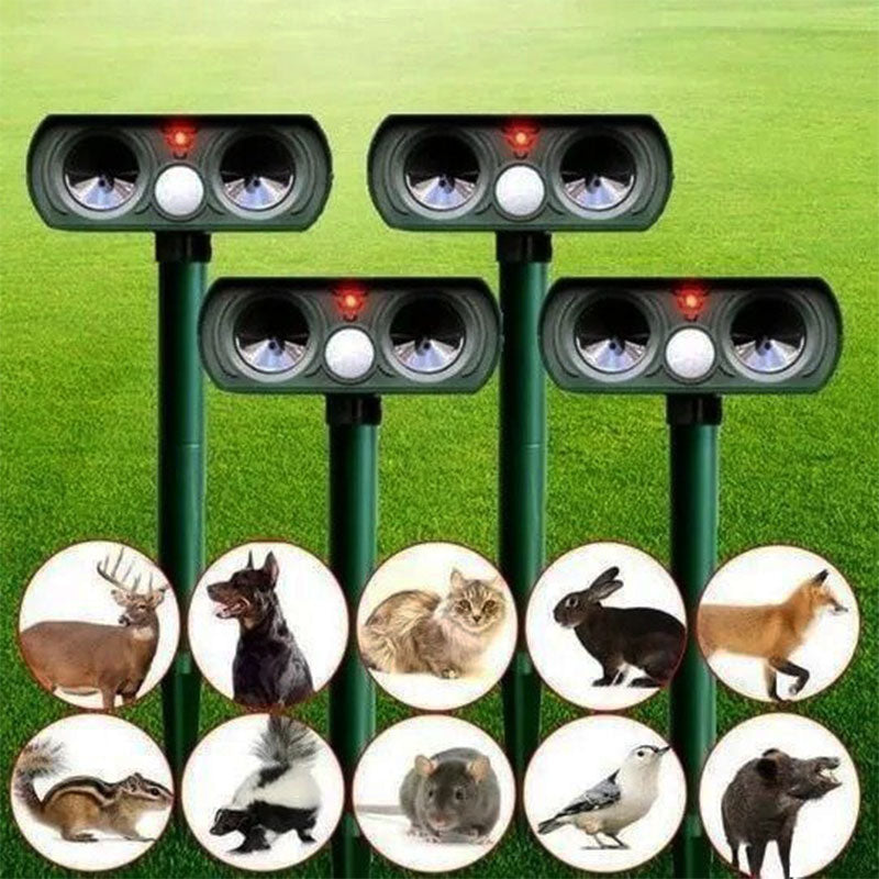 Ultrasone Dierenverjager op Zonne-energie met Bewegingssensor voor Tuin en Erf | Veilig Katten Eekhoorns Ratten Weren | Sulvida