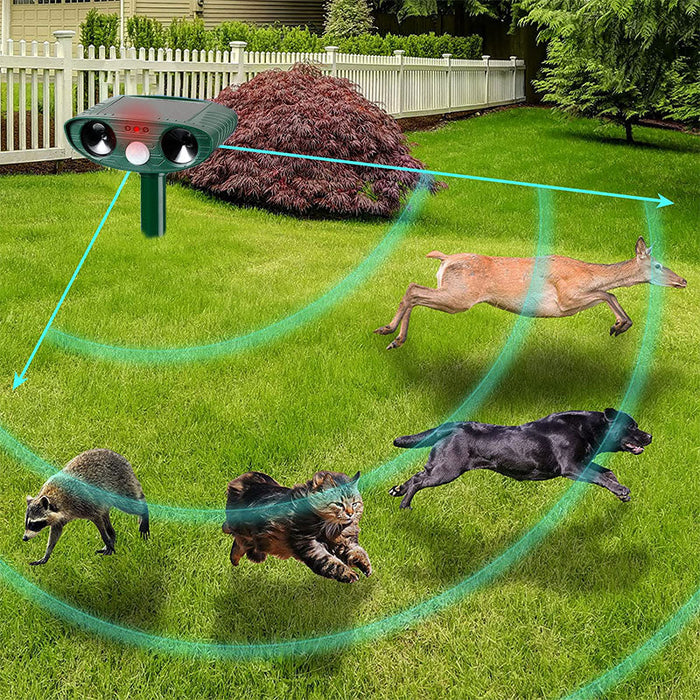 Ultrasone Dierenverjager op Zonne-energie met Bewegingssensor voor Tuin en Erf | Veilig Katten Eekhoorns Ratten Weren | Sulvida