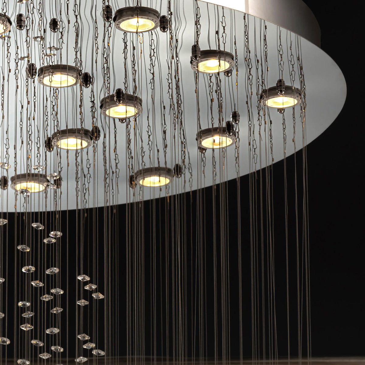 Kristallen Kroonluchter Chroom Regendrupvorm Meerlaags Trappenhuis Hal Cascade Verlichting Luxe Modern | Sulvida