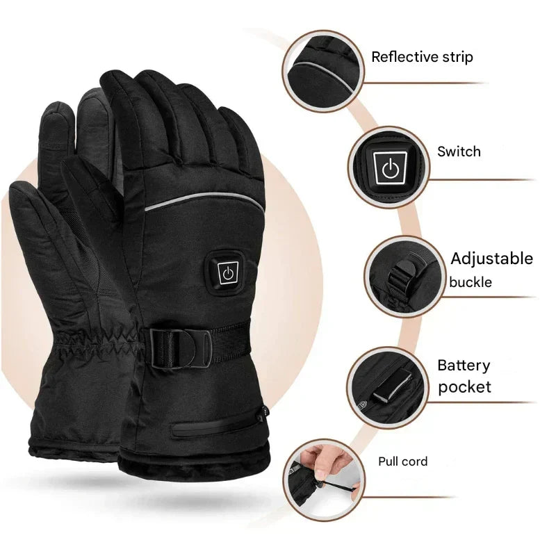 Verwarmde Handschoenen met 3 Warmtestanden Waterbestendig Touchscreen Winter Skiën Snowboarden Outdoor | Sulvida
