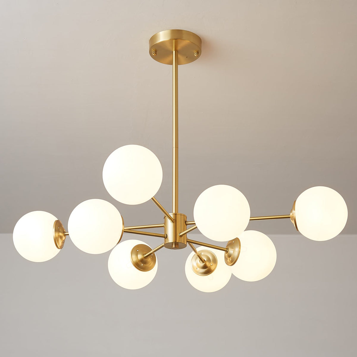 Glazen Bollen Hanglamp Messing met Witte Bollen voor Eetkamer Slaapkamer Woonkamer Plafondverlichting | Sulvida