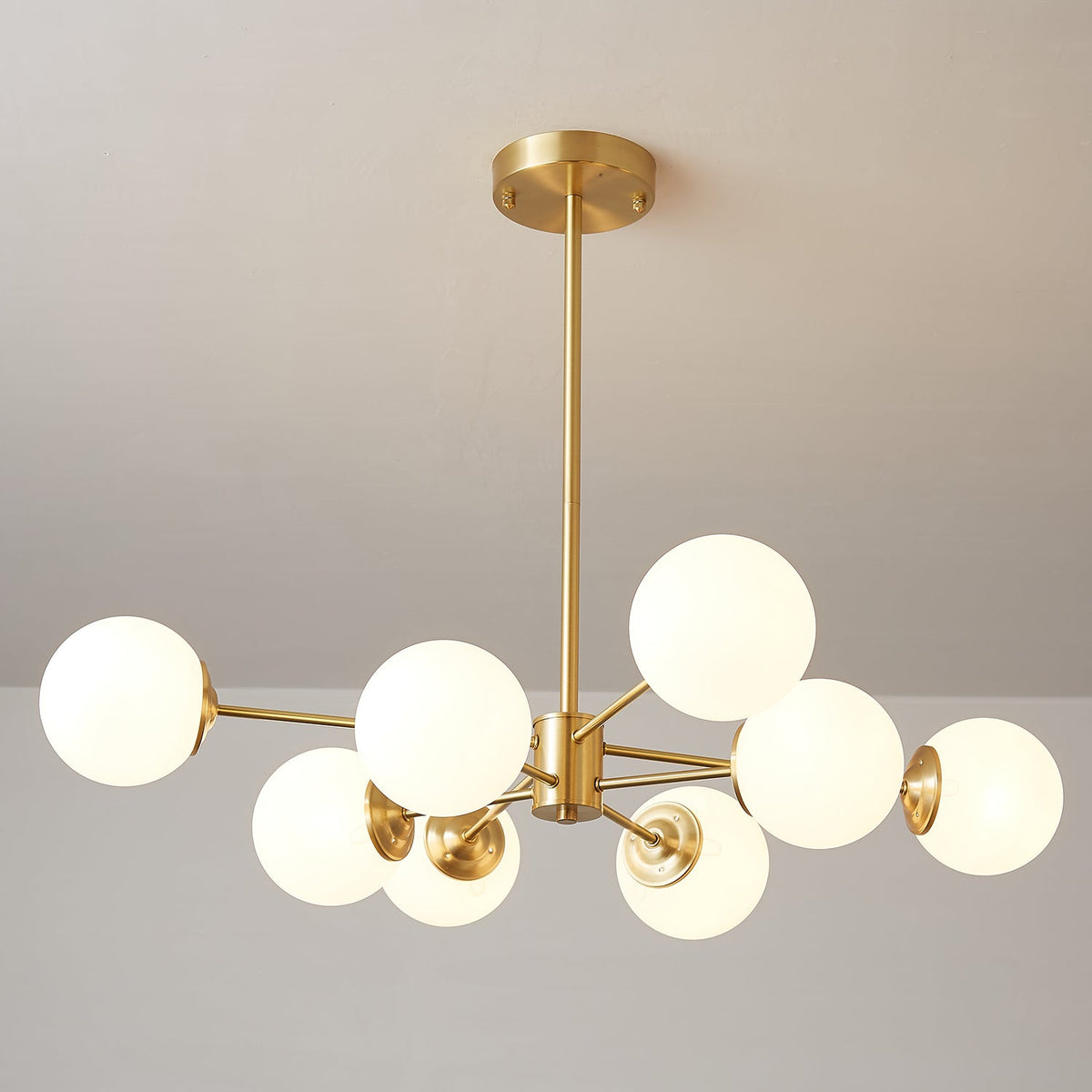 Glazen Bollen Hanglamp Messing met Witte Bollen voor Eetkamer Slaapkamer Woonkamer Plafondverlichting | Sulvida