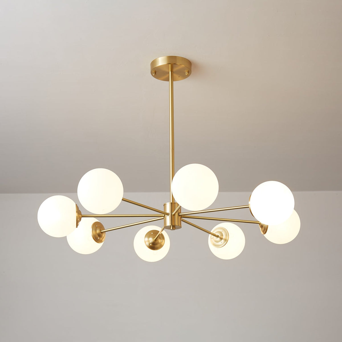 Glazen Bollen Hanglamp Messing met Witte Bollen voor Eetkamer Slaapkamer Woonkamer Plafondverlichting | Sulvida