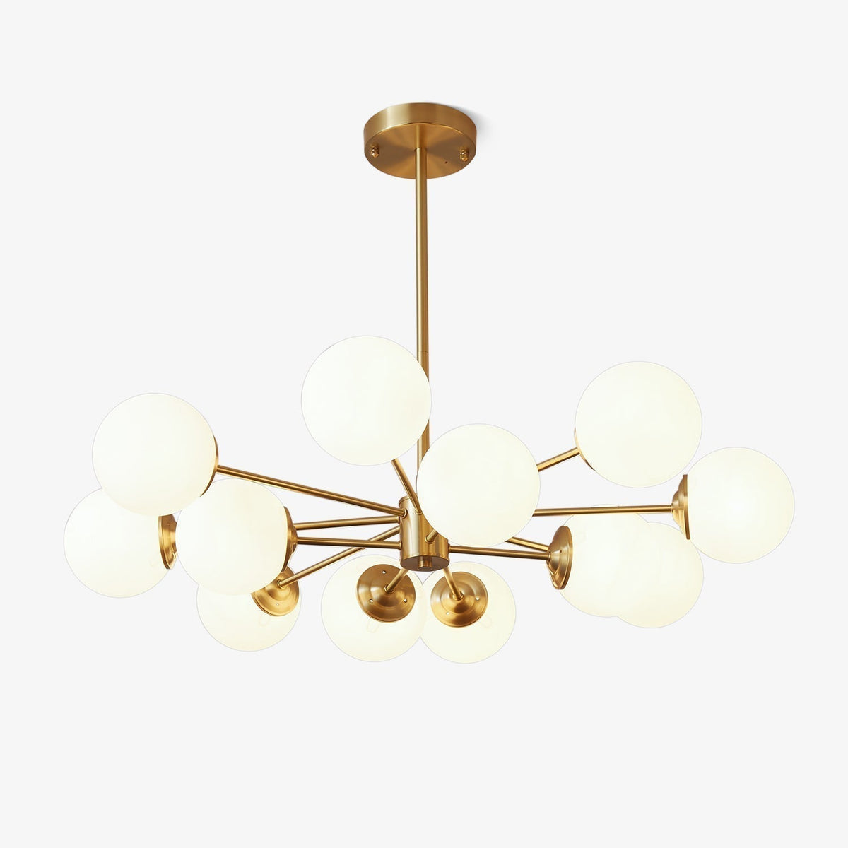 Glazen Bollen Hanglamp Messing met Witte Bollen voor Eetkamer Slaapkamer Woonkamer Plafondverlichting | Sulvida