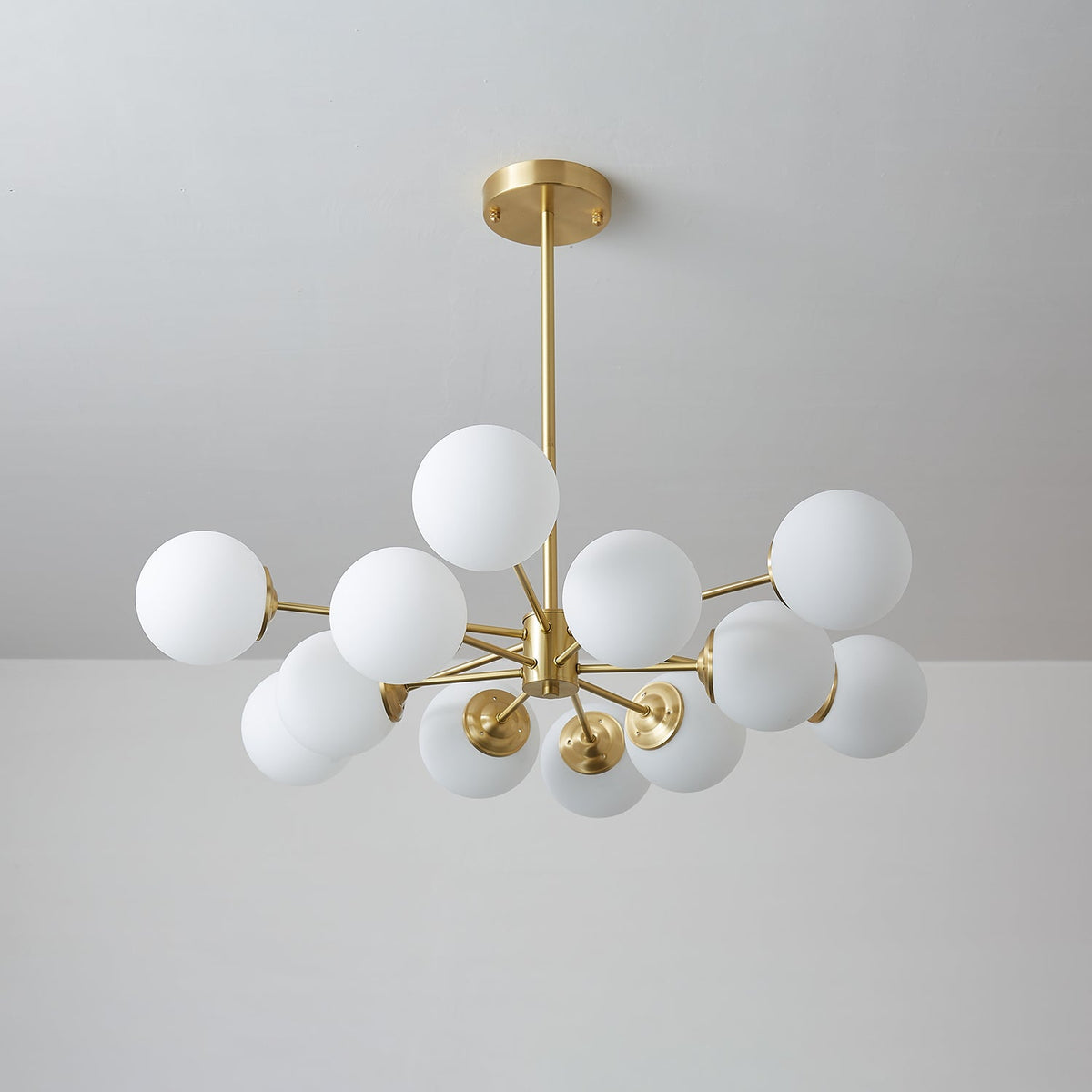 Glazen Bollen Hanglamp Messing met Witte Bollen voor Eetkamer Slaapkamer Woonkamer Plafondverlichting | Sulvida