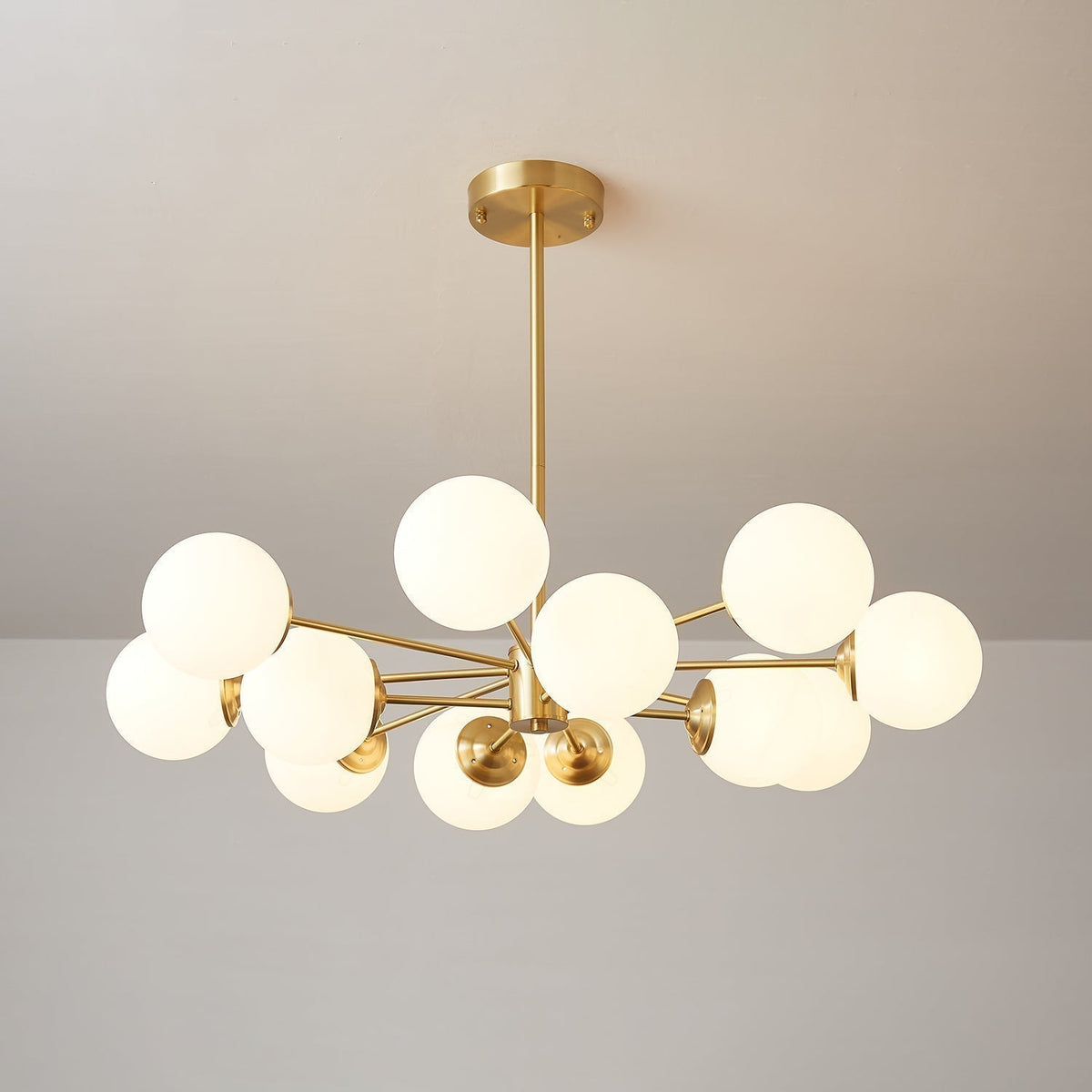Glazen Bollen Hanglamp Messing met Witte Bollen voor Eetkamer Slaapkamer Woonkamer Plafondverlichting | Sulvida