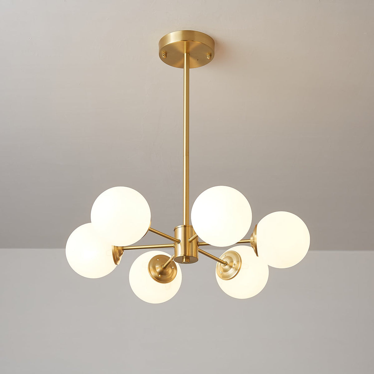 Glazen Bollen Hanglamp Messing met Witte Bollen voor Eetkamer Slaapkamer Woonkamer Plafondverlichting | Sulvida