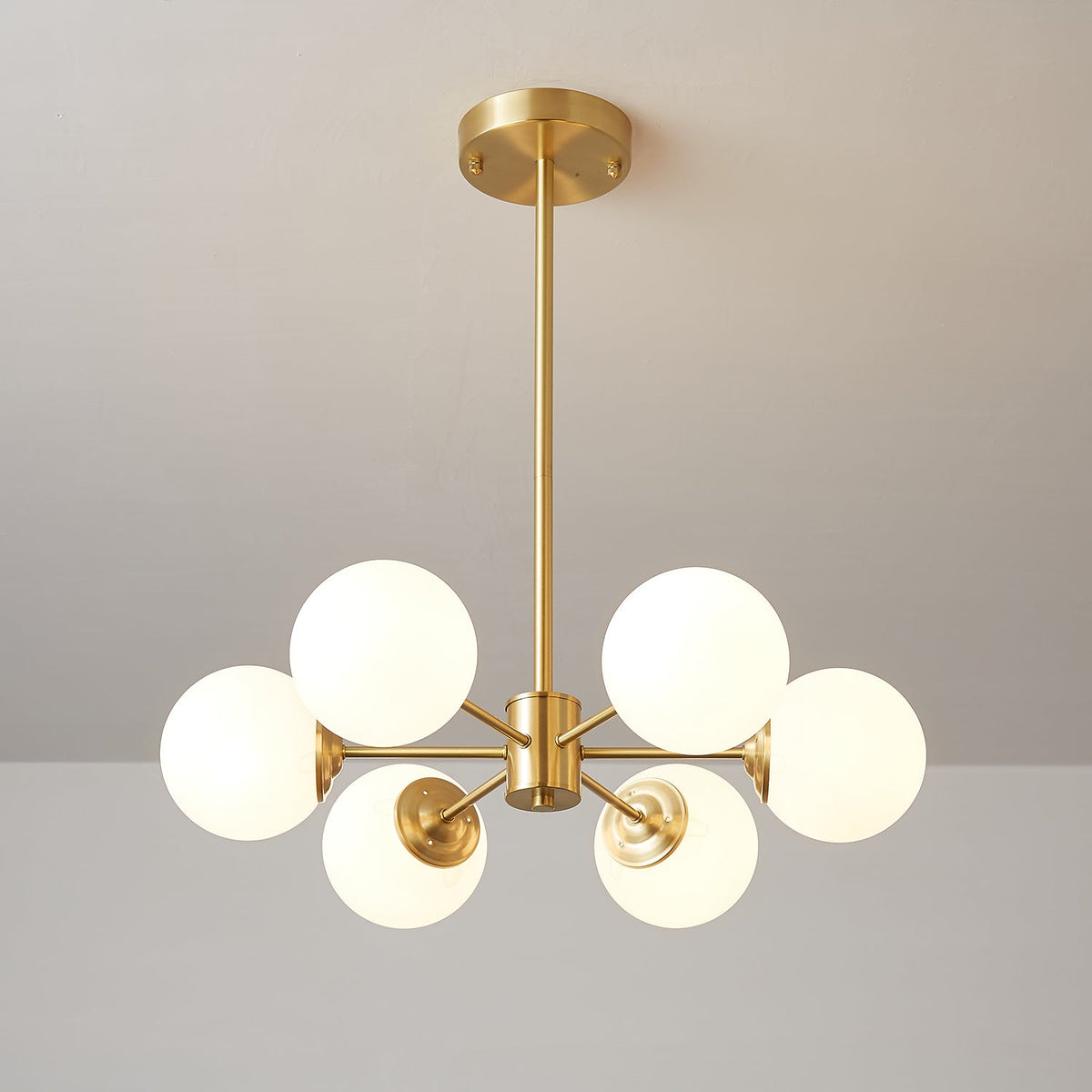 Glazen Bollen Hanglamp Messing met Witte Bollen voor Eetkamer Slaapkamer Woonkamer Plafondverlichting | Sulvida