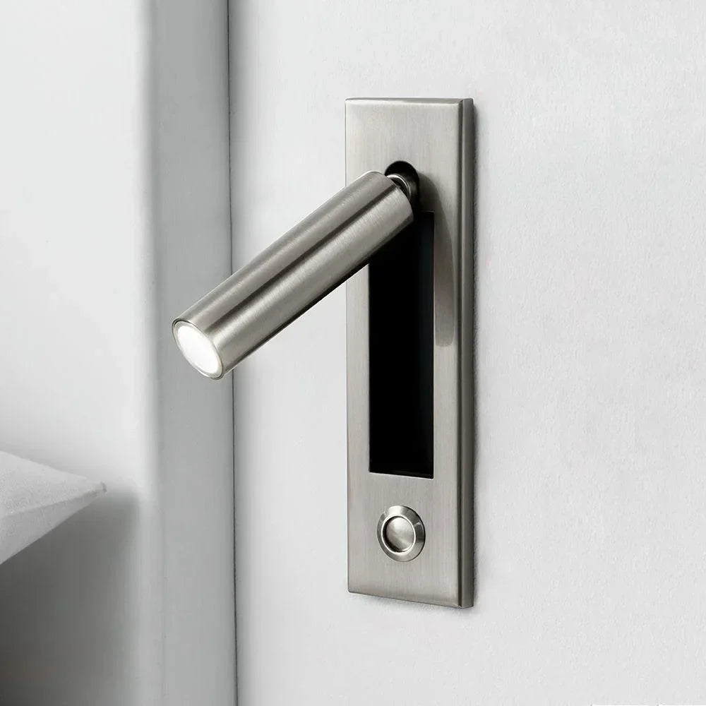 Draaibare wandspot cilinder vierkant LED instelbaar slaapkamer bedlamp dimbaar metaal modern leeslamp design | Sulvida