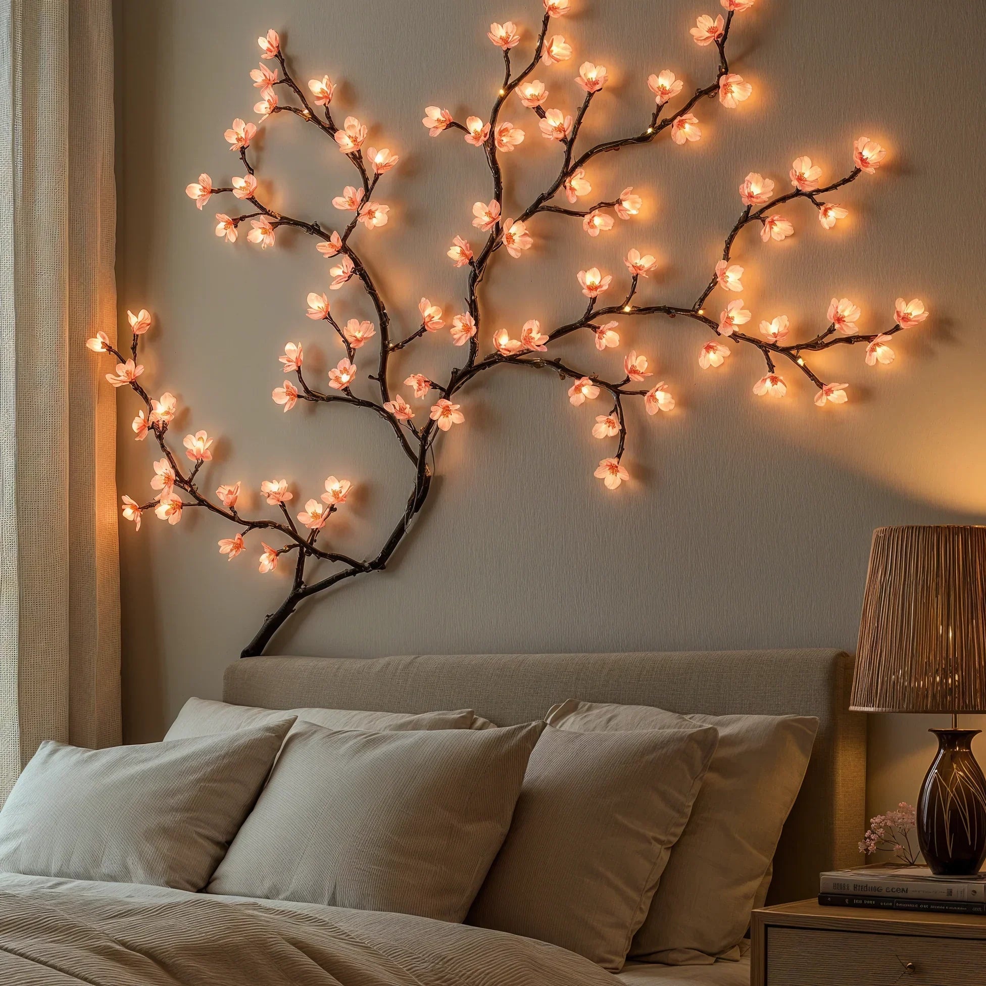 LED-Lichtslinger met Kersenbloesem 160 cm Roze voor Binnendecoratie Sfeervolle Verlichtingstak voor Woonkamer Slaapkamer Interieur Decoratieve Bloesemtak | Sulvida
