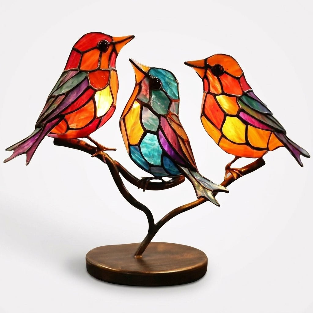 Glazen Vogels op Tak Decoratie Gekleurde Vogeltjes Interieurornament Woonkamer Bureau Decoratiebeelden | Sulvida