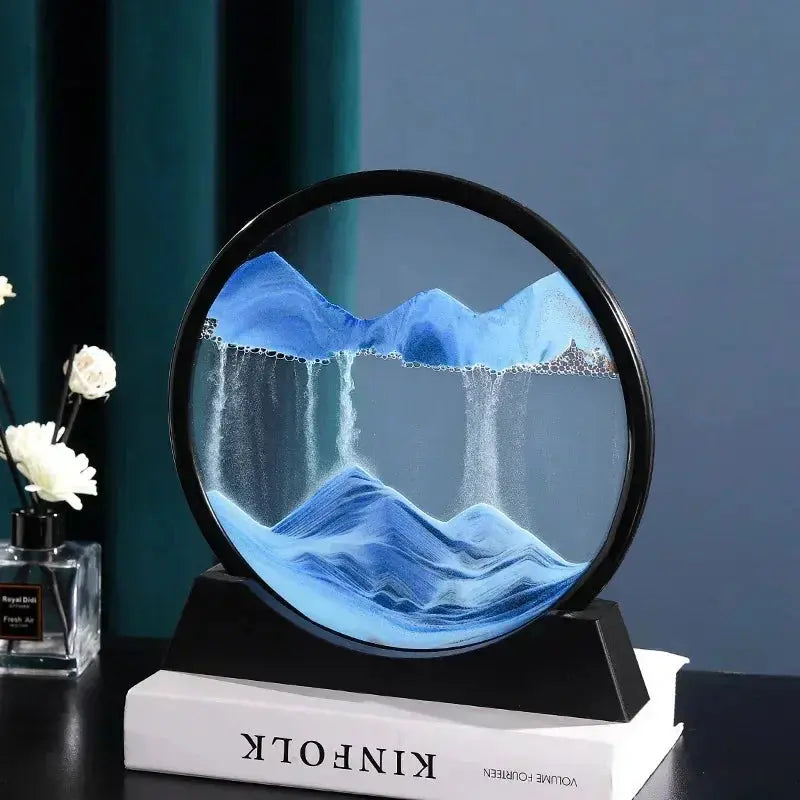 Bewegende Zandkunst 25×20 cm Decoratief Glasframe Ontspanningsbeeld Vier Kleuren Woonaccessoire Bureaudecoratie | Sulvida